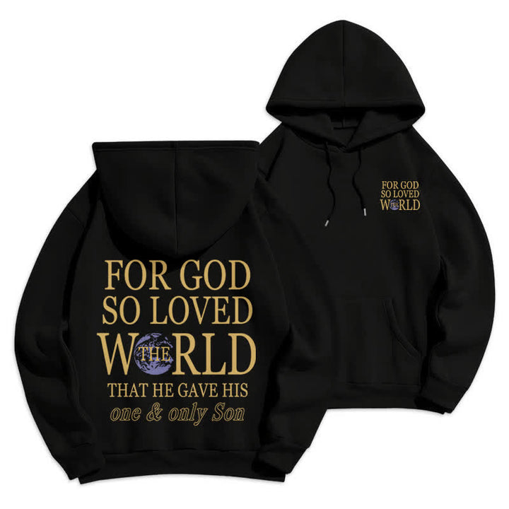 Christianartworkshop For God So Loved The World Earth Graphic Fleece Hoodie - Black - 2XL - image 3
