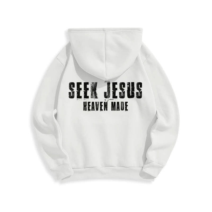 Christianartworkshop Seek Jesus Distressed Back Print Fleece Lined Hoodie - image 4