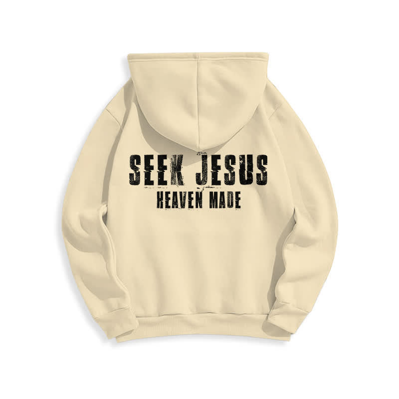 Christianartworkshop Seek Jesus Distressed Back Print Fleece Lined Hoodie - image 13