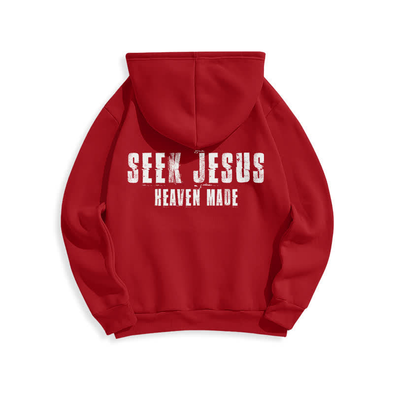 Christianartworkshop Seek Jesus Distressed Back Print Fleece Lined Hoodie - image 22