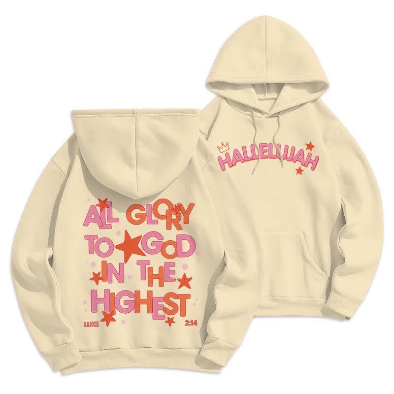 Christianartworkshop Hallelujah Crowned Stars Fleece Pullover Hoodie - Beige - 2XL - image 18