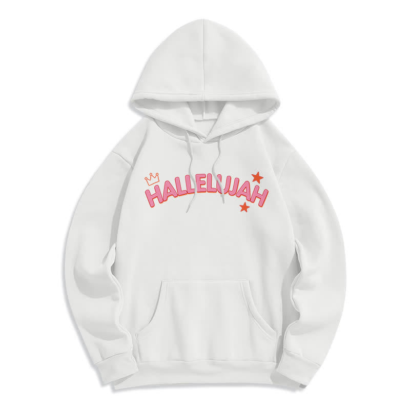 Christianartworkshop Hallelujah Crowned Stars Fleece Pullover Hoodie - image 2