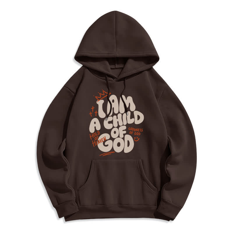 Christianartworkshop Child Of God Graffiti Oversized Fleece Lined Pullover Hoodie - Brown - 2XL - image 2
