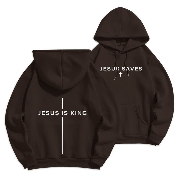 Christianartworkshop Jesus Is King Streetwear Fleece Lined Pullover Hoodie - Brown - 2XL - image 18