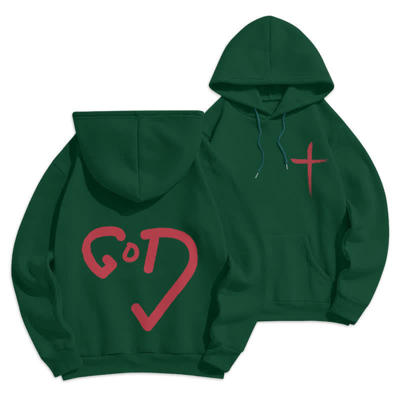 Christianartworkshop Faith Graffiti Red Cross Fleece Lined Pullover Hoodie - Green - 2XL - image 21