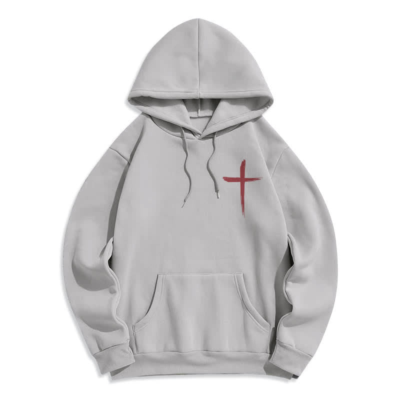Christianartworkshop Faith Graffiti Red Cross Fleece Lined Pullover Hoodie - image 8