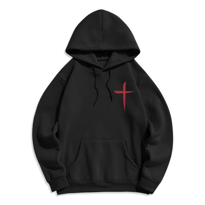 Christianartworkshop Faith Graffiti Red Cross Fleece Lined Pullover Hoodie - image 2