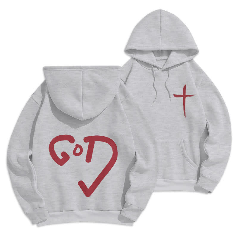 Christianartworkshop Faith Graffiti Red Cross Fleece Lined Pullover Hoodie - Grey - 2XL - image 6
