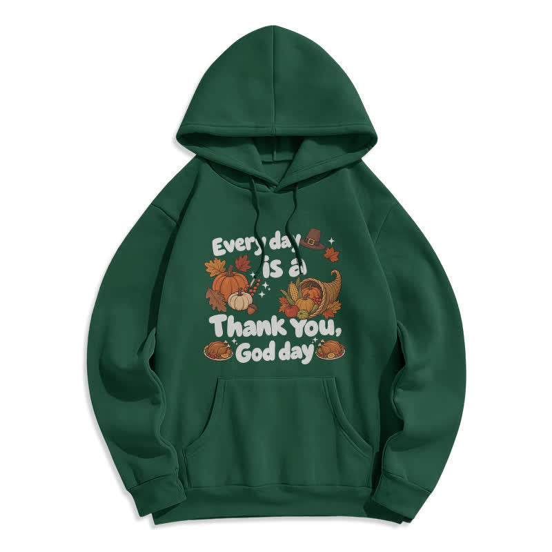 Christianartworkshop Thank You God Harvest Graphic Fleece Pullover Hoodie - Green - 2XL - image 6