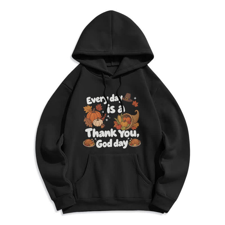 Christianartworkshop Thank You God Harvest Graphic Fleece Pullover Hoodie - Black - 2XL - image 1