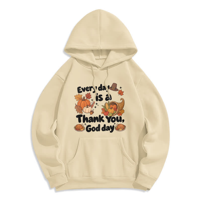 Christianartworkshop Thank You God Harvest Graphic Fleece Pullover Hoodie - Beige - 2XL - image 7