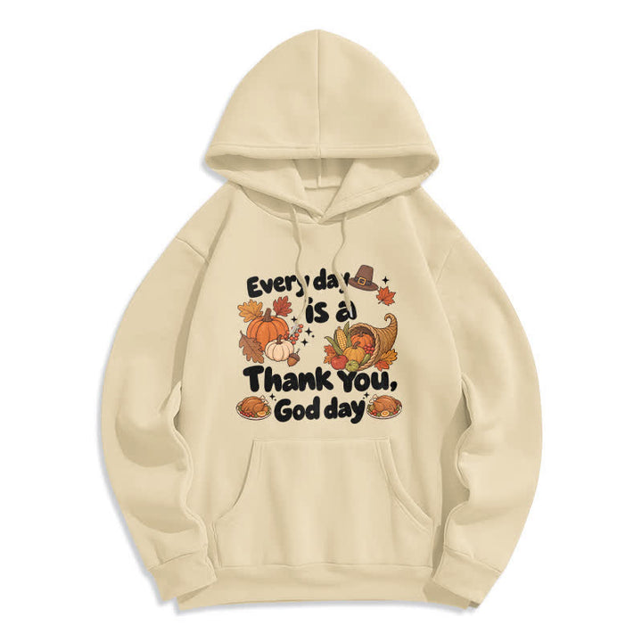 Christianartworkshop Thank You God Harvest Graphic Fleece Pullover Hoodie - Beige - 2XL - image 7