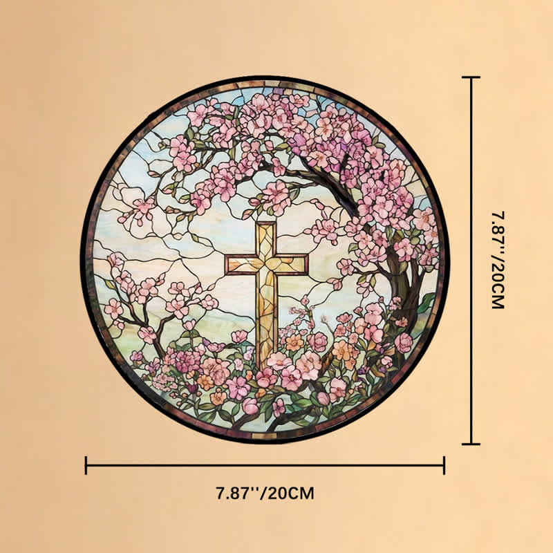 Christianartworkshop Floral Garden Cross Glass Suncatcher: Emblem Of Radiant Heavenly Blessings - 7.87''*7.87''*0.14''/20*20*0.35cm - image 8