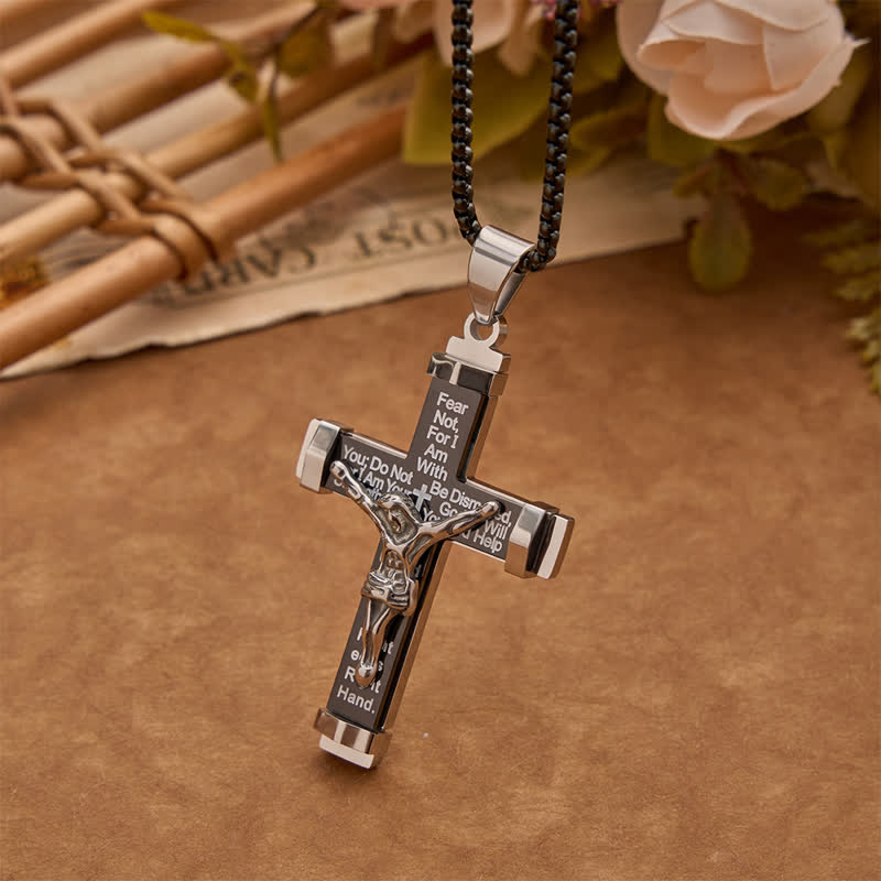 Christianartworkshop 3D Sculpted Stainless Crucifix Necklace: Symbol of Timeless Divine Promise - Black - Box Chain - image 12