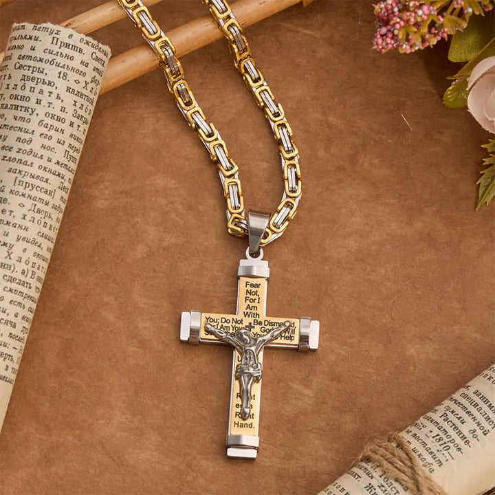 Christianartworkshop 3D Sculpted Stainless Crucifix Necklace: Symbol of Timeless Divine Promise - Golden - King Chain - image 4