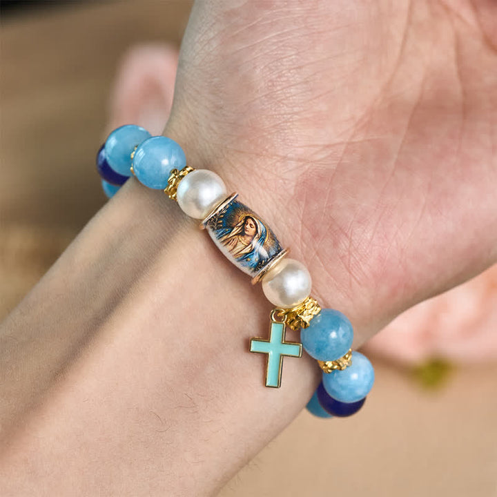 Christianartworkshop Holy Icon Printed Alloy Charm Bead Bracelet: Bearer of Uplifting Sacred Serenity - image 7