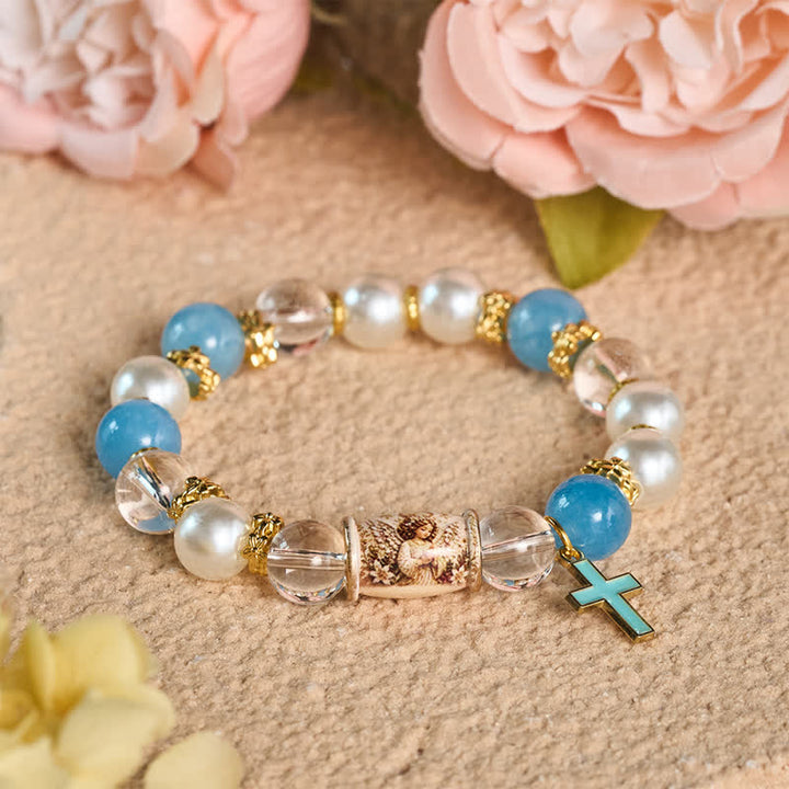 Christianartworkshop Holy Icon Printed Alloy Charm Bead Bracelet: Bearer of Uplifting Sacred Serenity - Guardian Angel - image 16