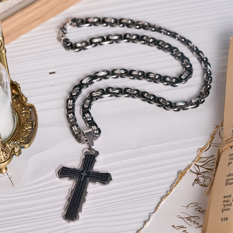 Christianartworkshop Dual‑Link Choice Spanish Verse Cross Necklace: Symbol of Gentle Celestial Shelter - image 1