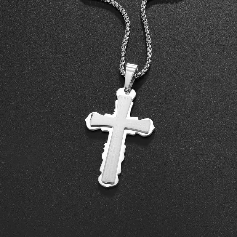 Christianartworkshop Dual‑Link Choice Spanish Verse Cross Necklace: Symbol of Gentle Celestial Shelter - Silver - Box Chain - image 7