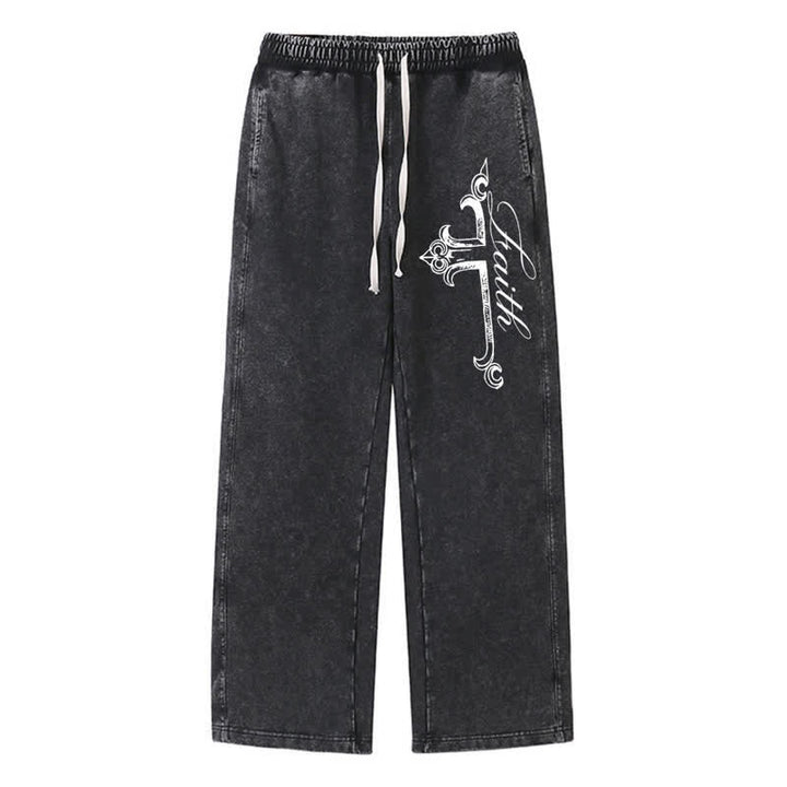Christianartworkshop Walk By Faith Ornate Cross Washed Sweatpants - Black - 2XL - image 8