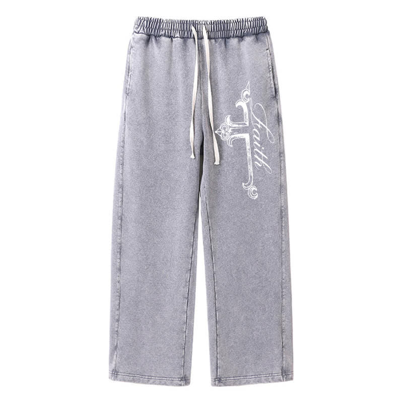 Christianartworkshop Walk By Faith Ornate Cross Washed Sweatpants - Gray - 2XL - image 16