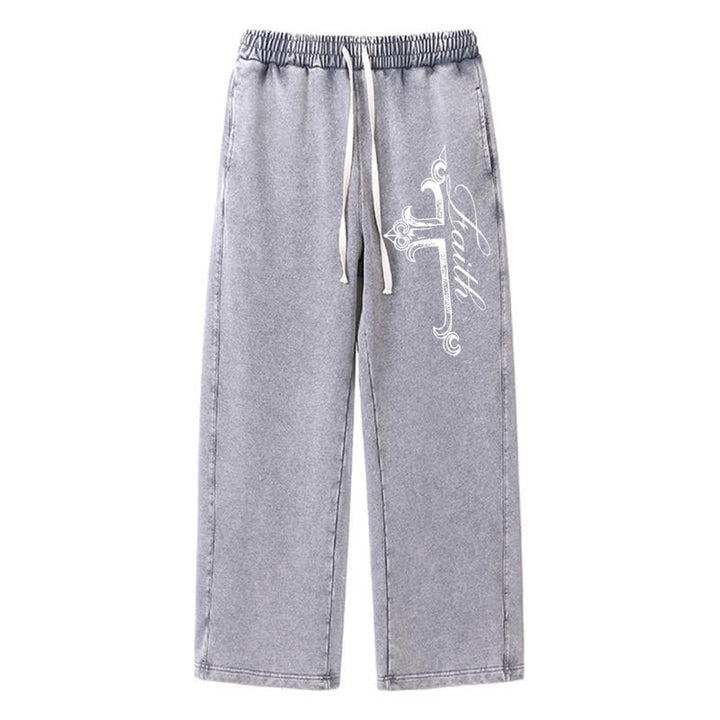 Christianartworkshop Walk By Faith Ornate Cross Washed Sweatpants - Gray - 2XL - image 16
