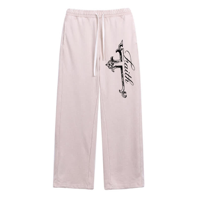 Christianartworkshop Walk By Faith Ornate Cross Washed Sweatpants - Beige - 2XL - image 0