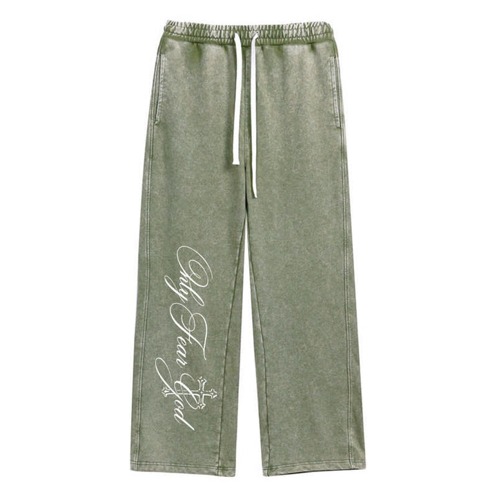 Christianartworkshop Walk By Faith Cross Script Washed Sweatpants - Green - 2XL - image 24