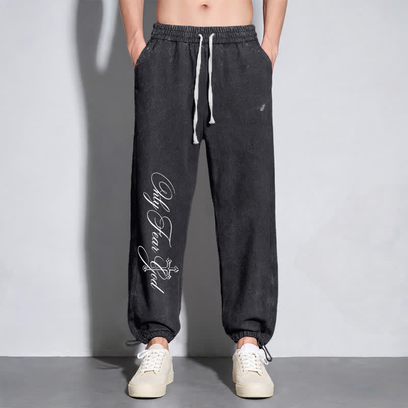 Christianartworkshop Walk By Faith Cross Script Washed Sweatpants - image 6
