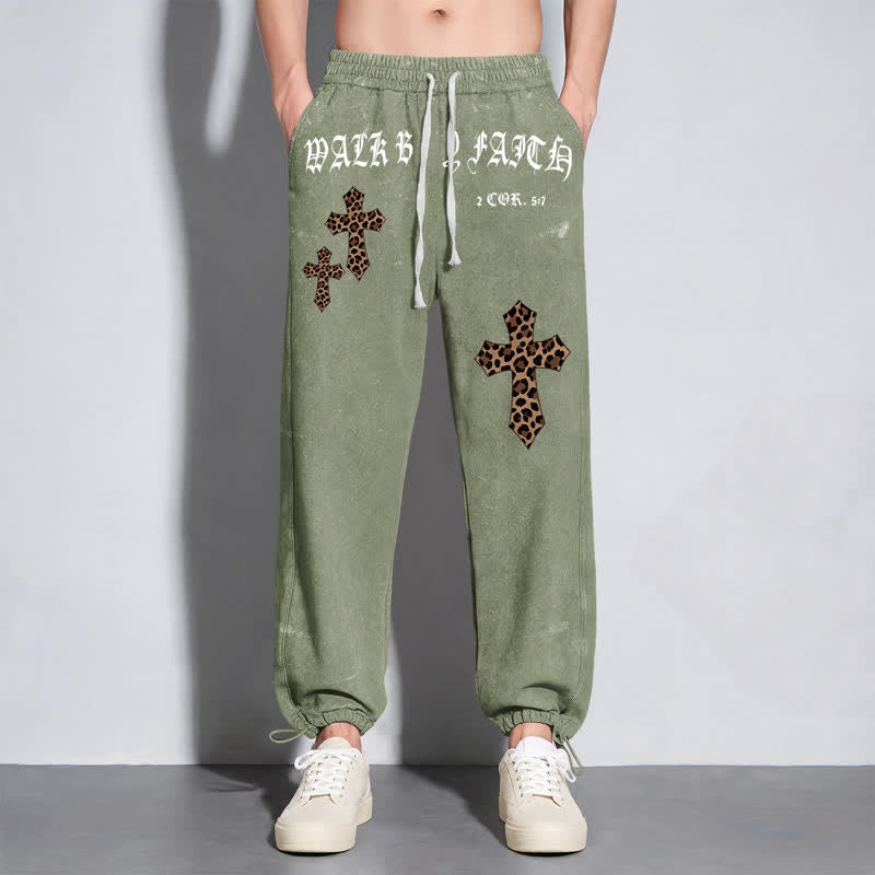 Christianartworkshop Walk By Faith Leopard Cross Blush Washed Sweatpants - image 30