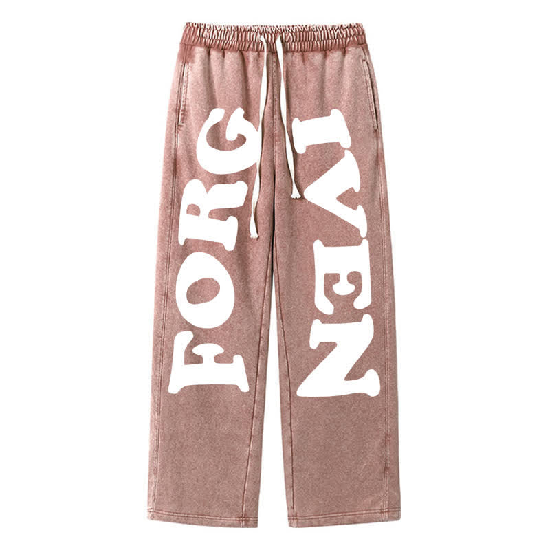 Christianartworkshop Forgiven Statement Wide Leg Washed Sweatpants - Brown - 2XL - image 32