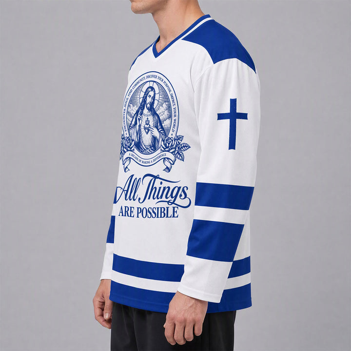 Christianartworkshop All Things Are Possible Jesus Icon Hockey Jersey - image 5