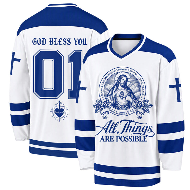 Christianartworkshop All Things Are Possible Jesus Icon Hockey Jersey - 5XL - image 0
