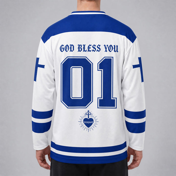 Christianartworkshop All Things Are Possible Jesus Icon Hockey Jersey - image 6