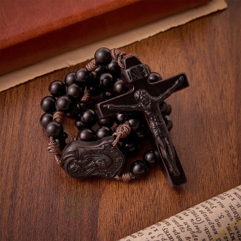 Christianartworkshop Natural Timber Prayer Rosary & Madonna and Child Motif: Token of Abiding Divine Warmth - image 28