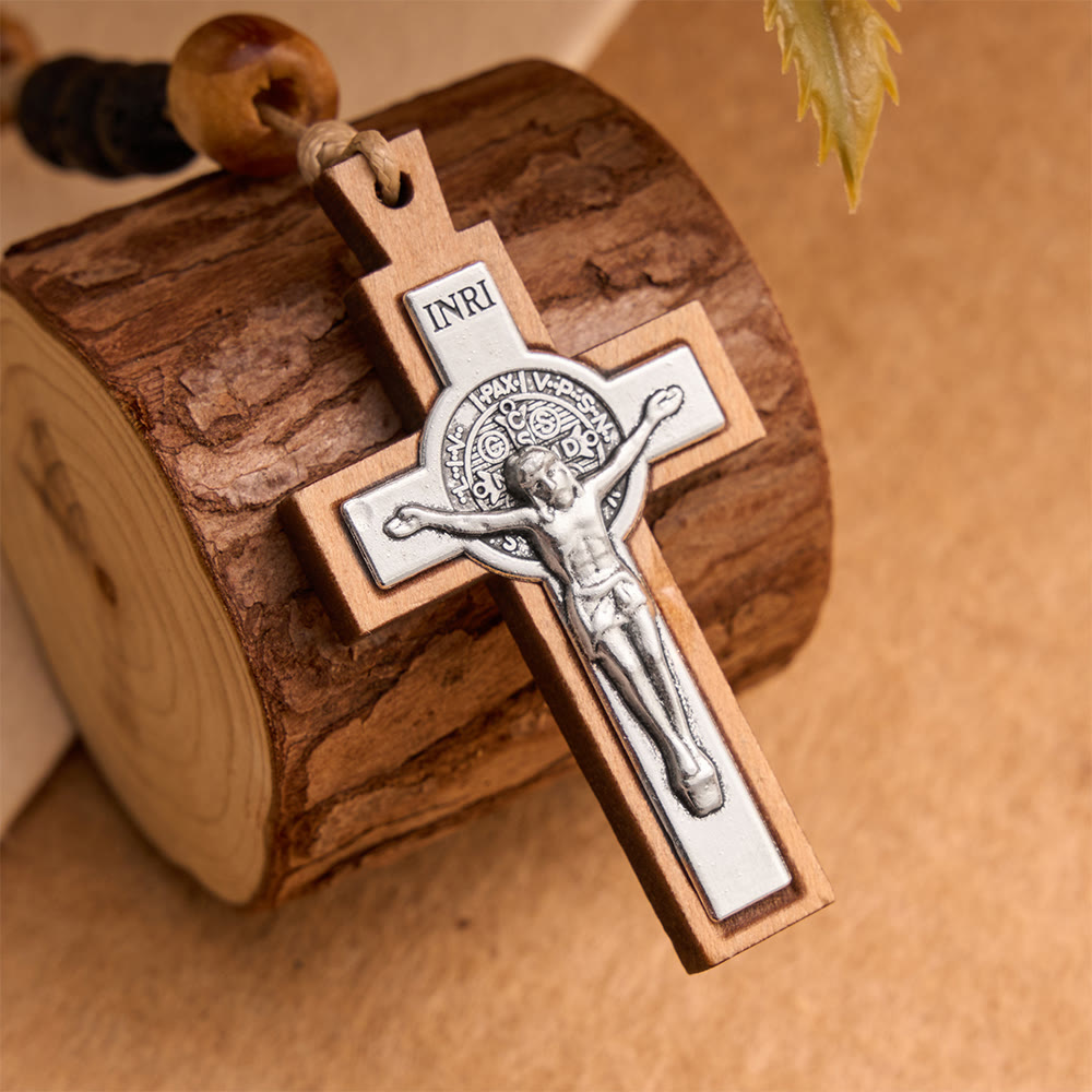 Christianartworkshop Natural Durable Volcanic Stone Rosary with St. Benedict Medal & Crucifix - image 4