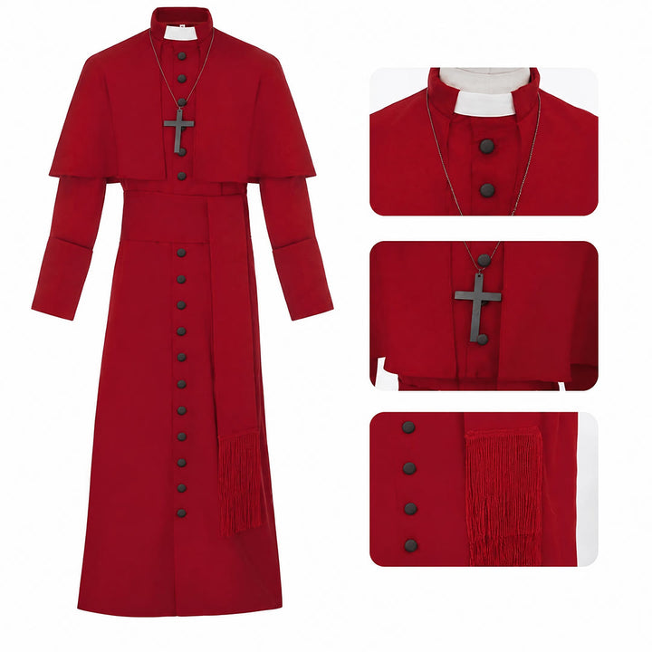 Christianartworkshop Multicolor Ceremonial Roman Soutane Cassock: Medieval Priest Aesthetics - Red - 3XL - image 11