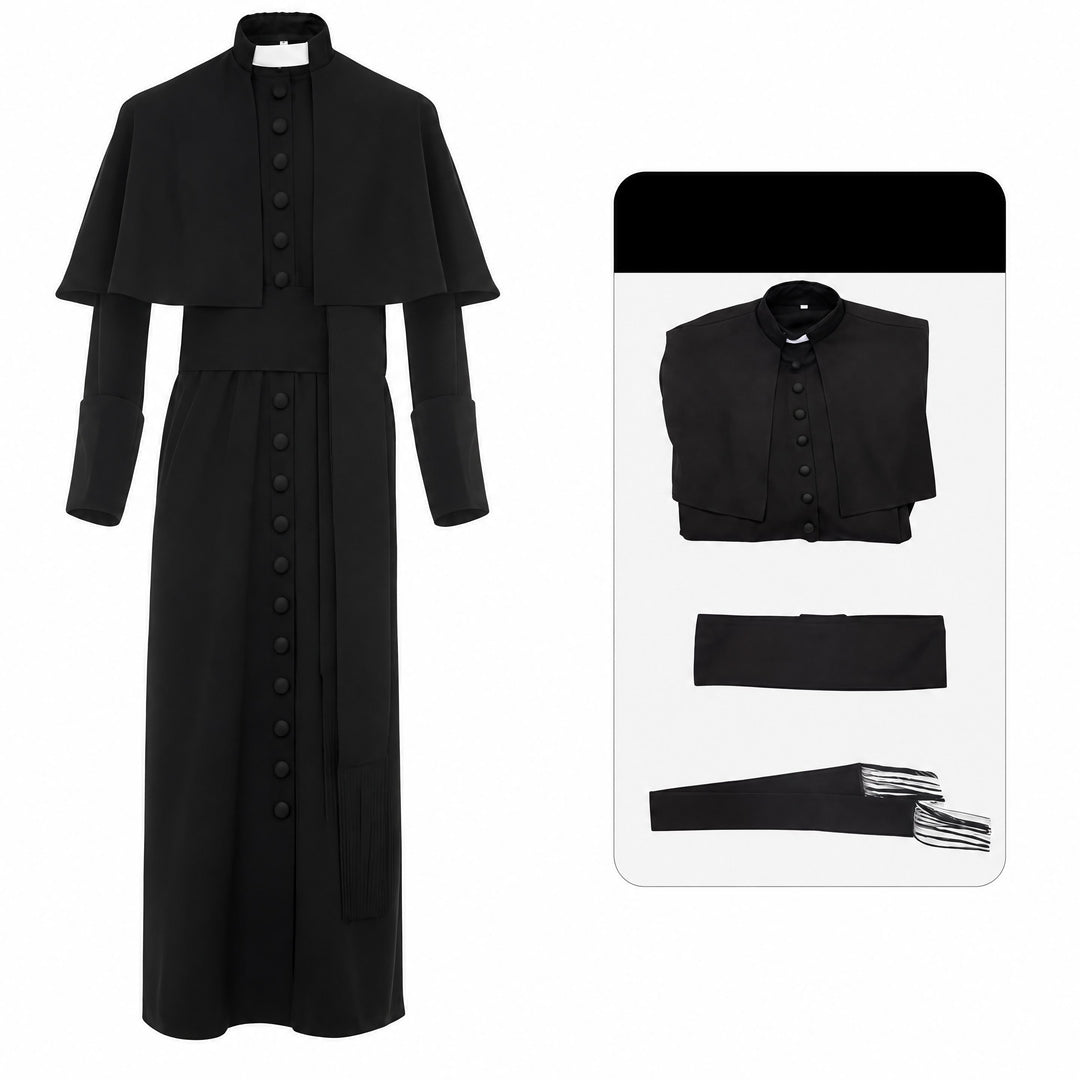 Christianartworkshop Multicolor Ceremonial Roman Soutane Cassock: Medieval Priest Aesthetics - Black - 3XL - image 5