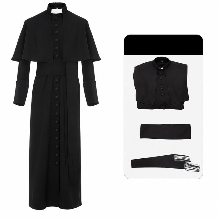 Christianartworkshop Multicolor Ceremonial Roman Soutane Cassock: Medieval Priest Aesthetics - Black - 3XL - image 5