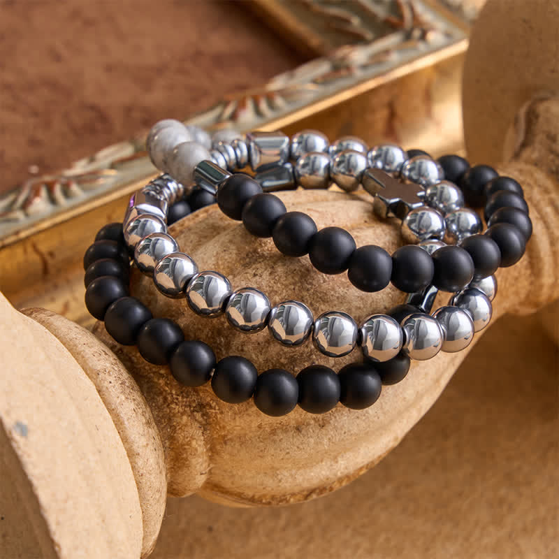 Christianartworkshop Layered Stone & Copper Cross Bracelet: Symbol of Gentle Divine Guardianship - image 2