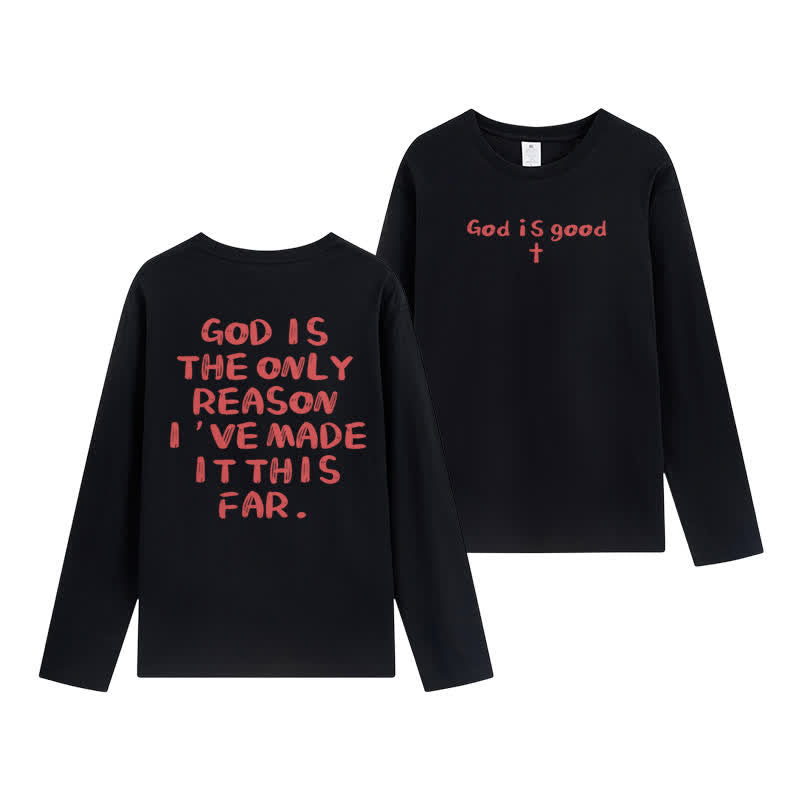 Christianartworkshop God Is The Only Reason Statement White Long-Sleeve T-Shirt - Black - 4XL - image 6