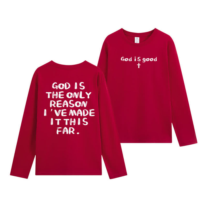 Christianartworkshop God Is The Only Reason Statement White Long-Sleeve T-Shirt - Red - 4XL - image 24
