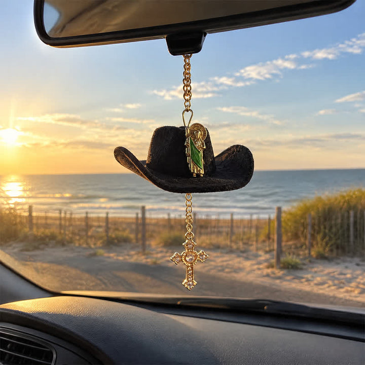Christianartworkshop Cross St. Jude & Our Lady Car Pendant: Symbol Of Enduring Heavenly Hope - image 3