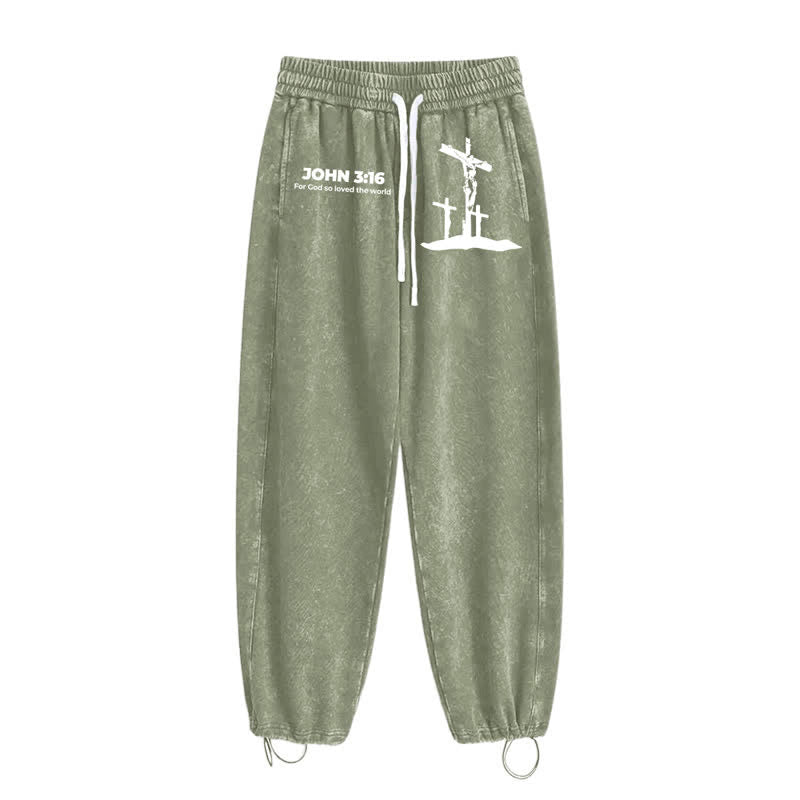 Christianartworkshop John 3:16 Cross Silhouette Blush Washed Sweatpants - image 27