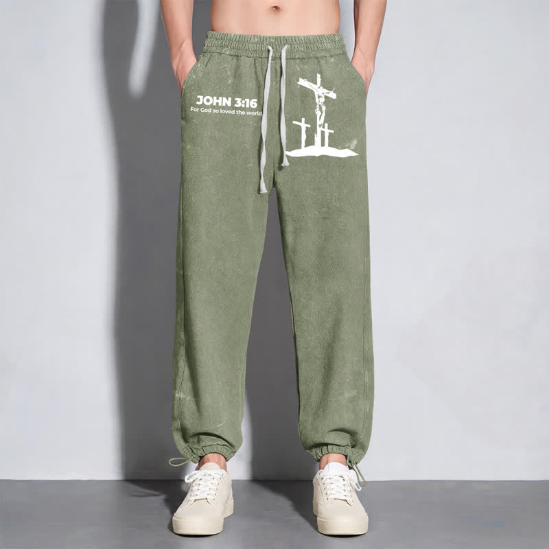 Christianartworkshop John 3:16 Cross Silhouette Blush Washed Sweatpants - image 30