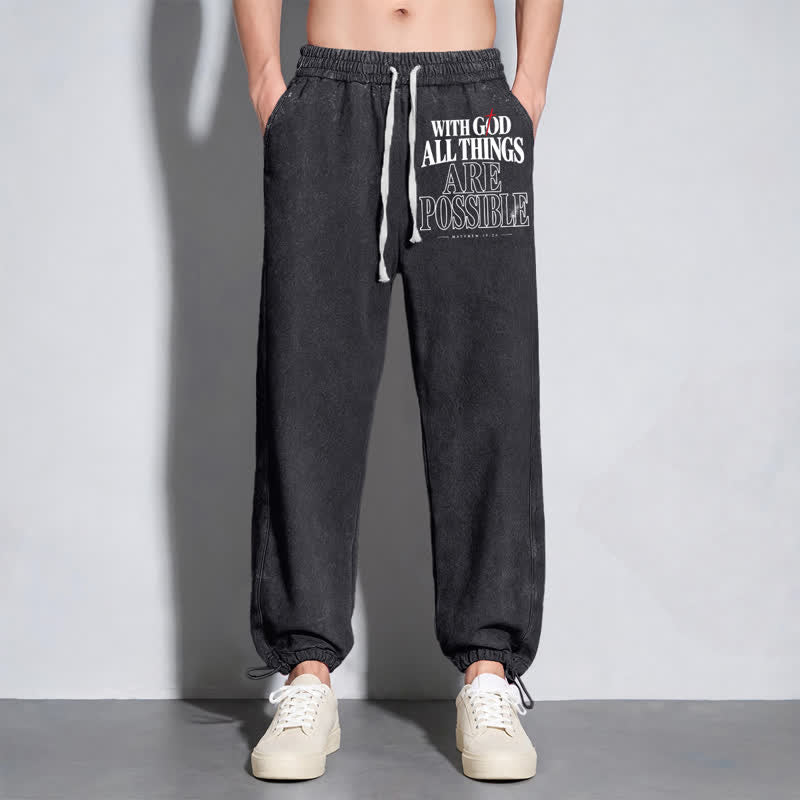 Christianartworkshop With God All Things Are Possible Washed Sweatpants - image 14