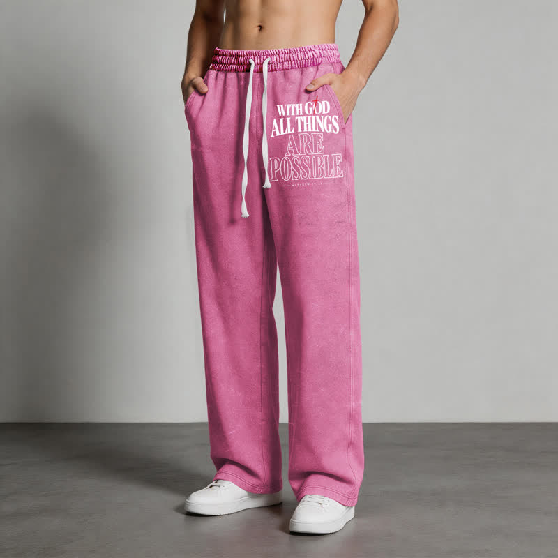 Christianartworkshop With God All Things Are Possible Washed Sweatpants - image 44
