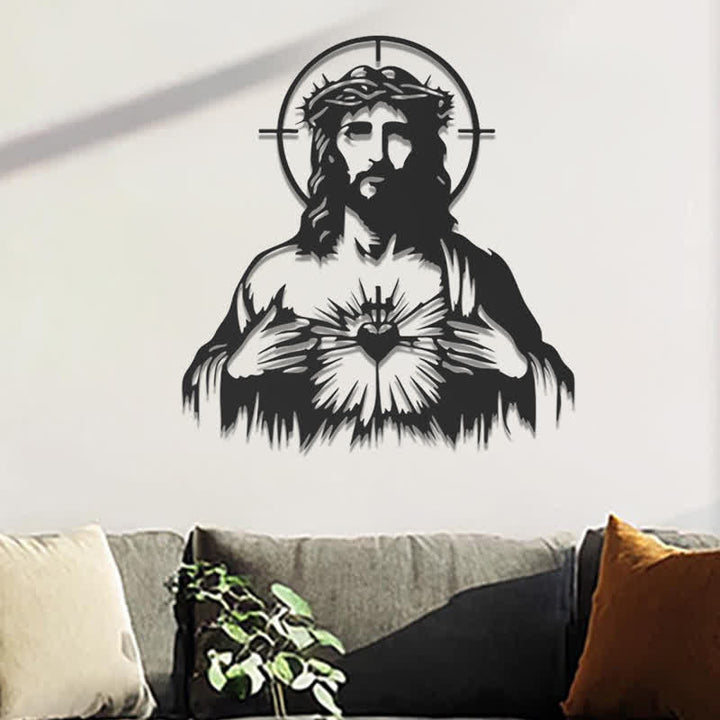 Christianartworkshop Sacred Heart Jesus Crown of Thorns Halo Silhouette Metal Wall Decor: Timeless Emblem of Boundless Divine Compassion - image 5