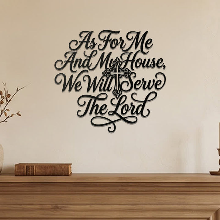 Christianartworkshop Cursive Scripture Cross Family Verse Metal Wall Decor: Timeless Emblem of Sacred Redemptive Grace - image 1