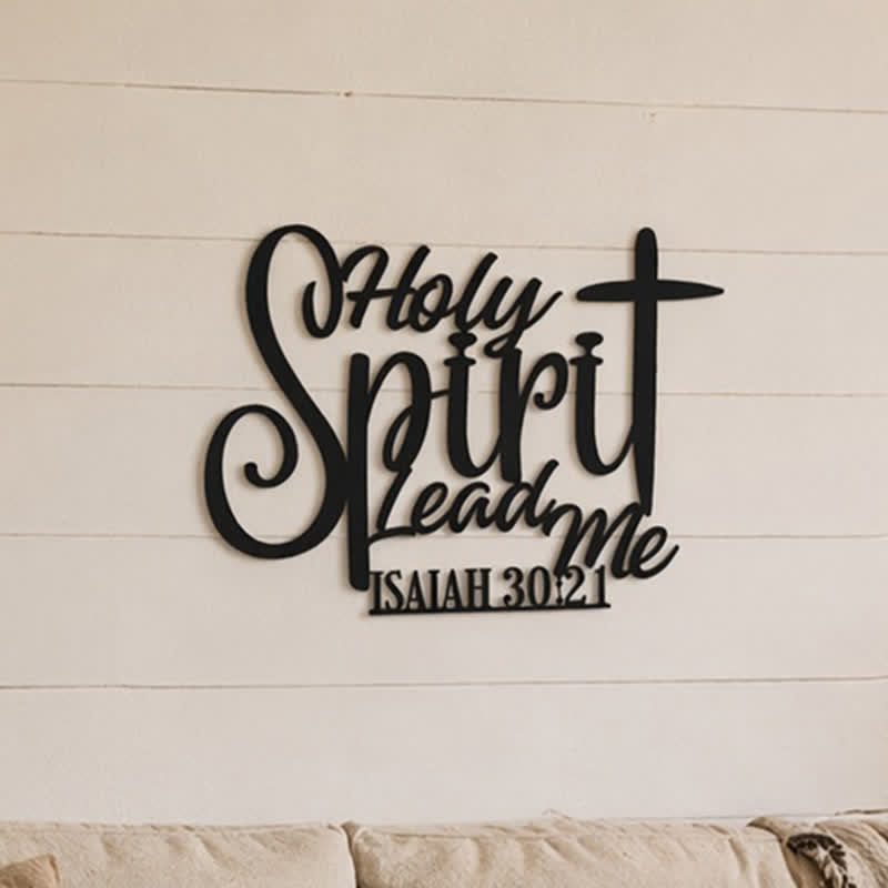 Christianartworkshop Isaiah 30:21 Holy Spirit Lead Me Cross Script Metal Wall Decor: Symbol of Gentle Divine Guidance - image 2